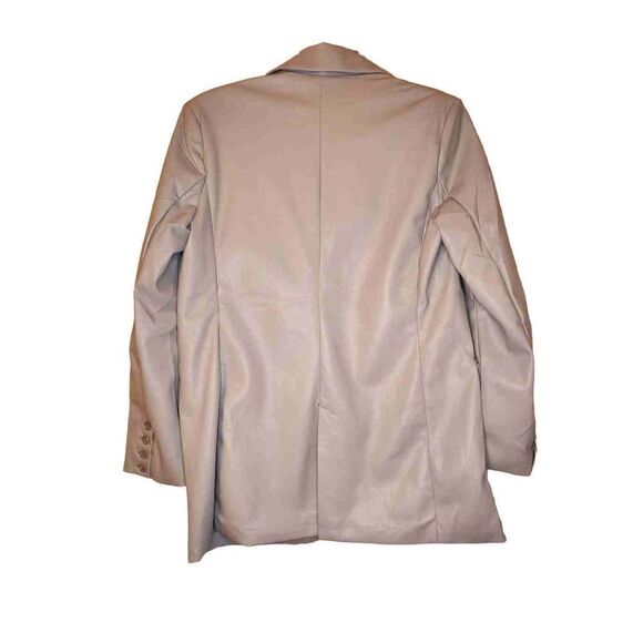 Badgley Mischka NWT stretch vegan leather blazer jacket heather grey size medium - Picture 2 of 8